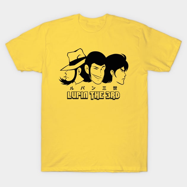219 Lupin 3head Wide T-Shirt by Yexart